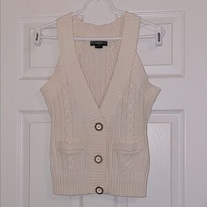 🍦Guess Sweater Vest in Cream with Gold and White Buttons